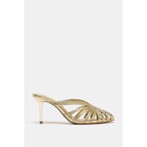 ZARA METALLIC EFFECT STILETTO HEEL SANDALS